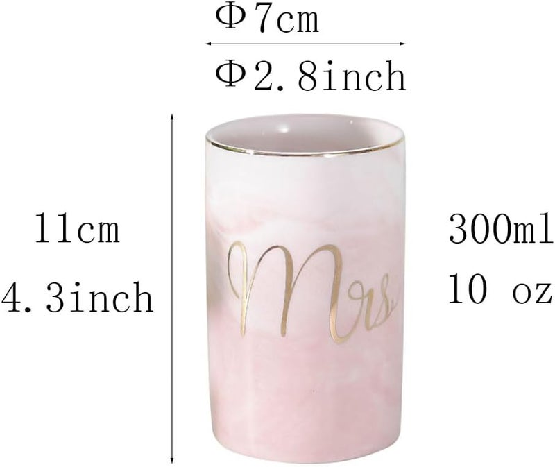 RabyLeo Marble ceramic mug, creative ceramic toothbrush holder, simple couple mouthwash cup. (Pink & A) - Image 1